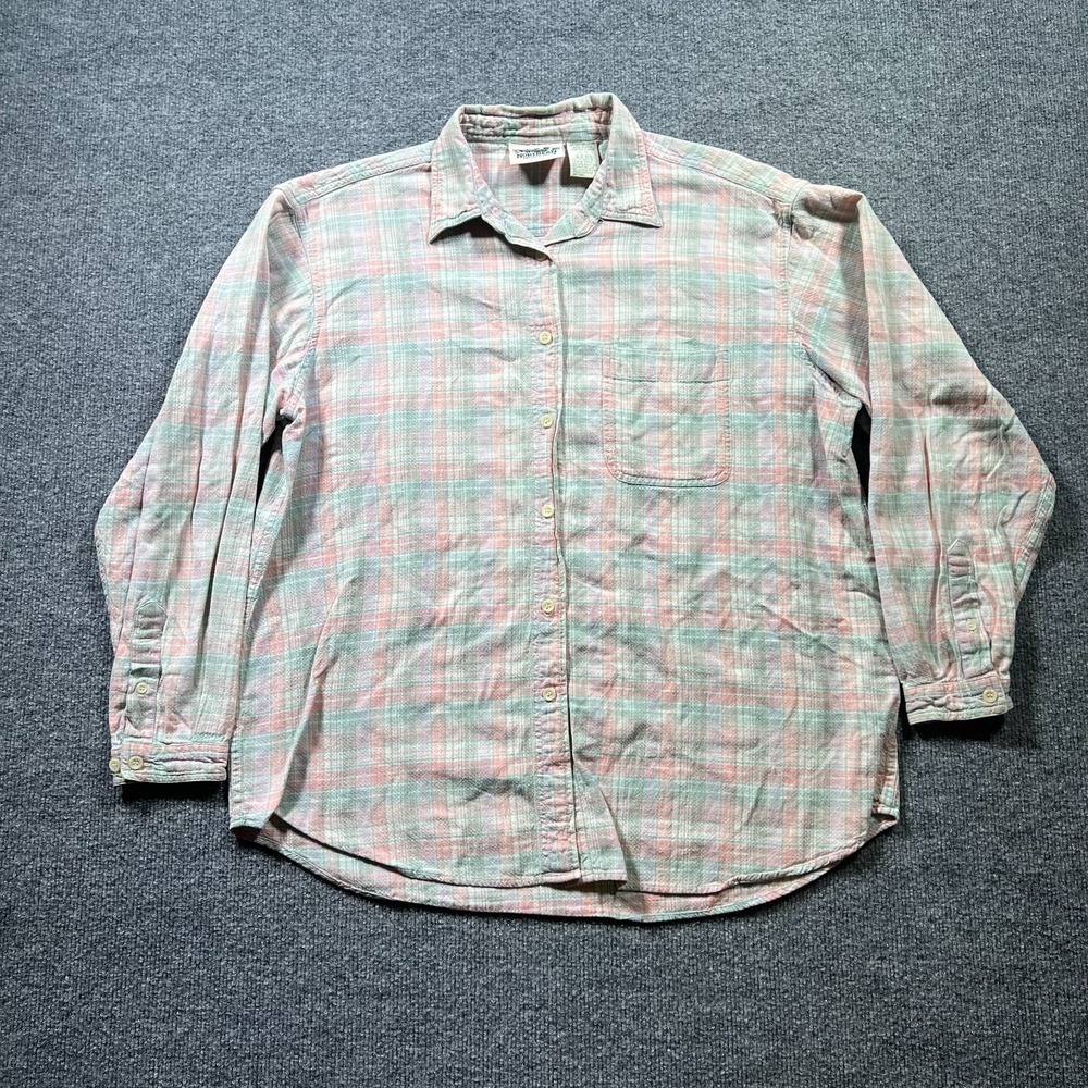 Northern Reflections Flannel Shirt Women XL Multicolor Plaid Button Front Preppy